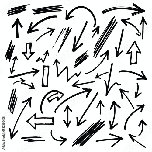 Collection of Hand Drawn Arrow Sketches for Creative Design Projects