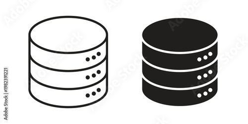 Cylinder database icon pack on white background. logotype graphic design