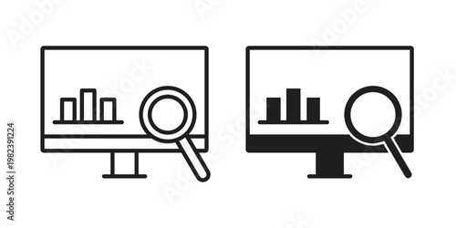 Data Analysing icon pack on white background. logotype graphic design