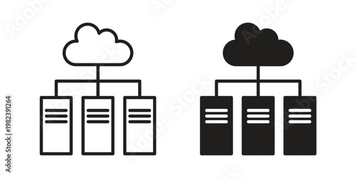 Data center icon pack on white background. logotype graphic design