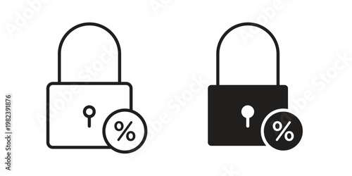 Fixed rate mortgage icon pack on white background. logotype graphic design