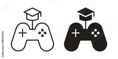 Game based learning icon pack on white background. logotype graphic design