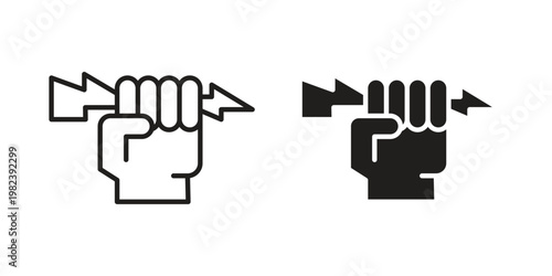 Hand with Power icon pack on white background. logotype graphic design