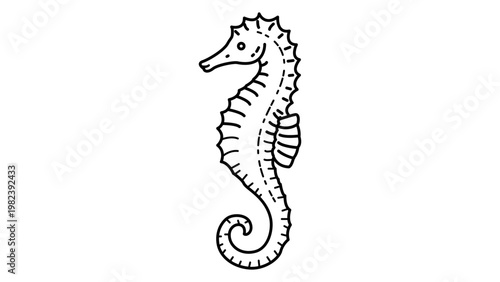 Foto Minimalist black line vector icon illustration of a seahorse on a white background