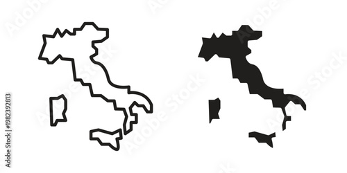 Italy map icon pack on white background. logotype graphic design