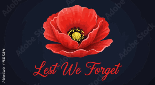 Lest We Forget Poppy Remembrance Day Memorial Wreath Floral Graphic
