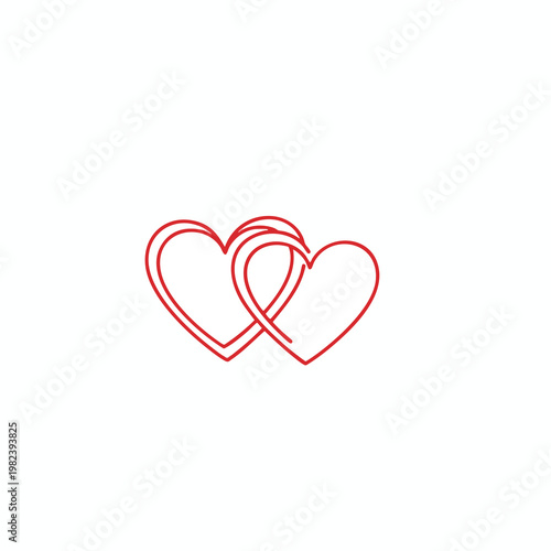 Stylish Minimalist Red Heart Line Art Illustration for Love and Connection Concepts
