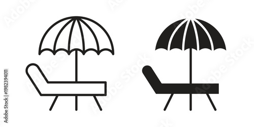Pool chair icon pack on white background. logotype graphic design