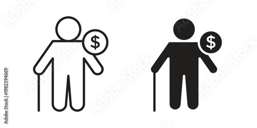 Retirement icon pack on white background. logotype graphic design