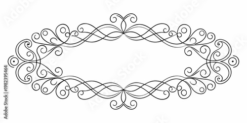Elegant Oval Decorative Flourish Frame with Swirls and Scrolls
