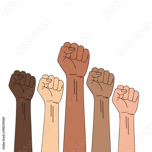 Diverse Group of Raised Fists Empathy and Solidarity Concept