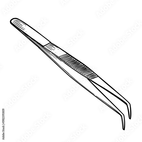 tweezers tool vector line art hand drawn illustration