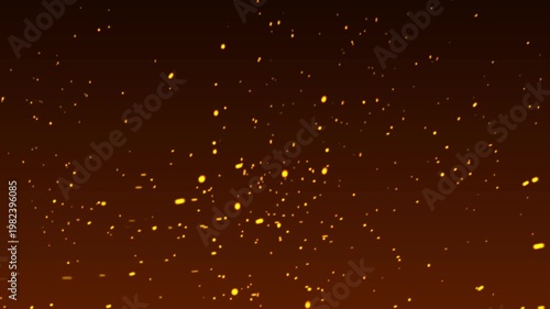 Particles flying in wind fire background Animation, Bright glowing fire particles rising fast in fiery sky with smoke, Background of ashes and fire, fire sparks from campfire over black background,