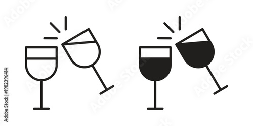 Wine toast icon pack on white background. logotype graphic design
