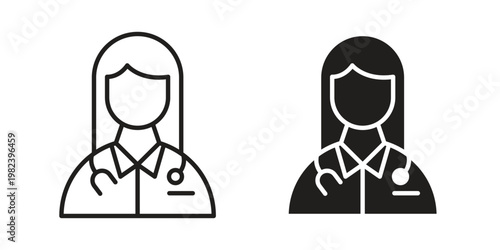 Woman Doctor icon pack on white background. logotype graphic design