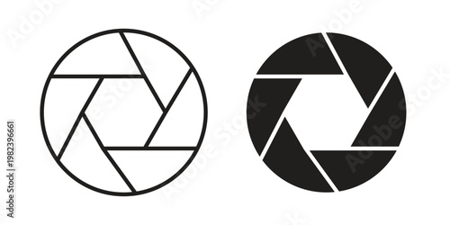 Photos Aperture icon set. line art vector icon for apps and websites