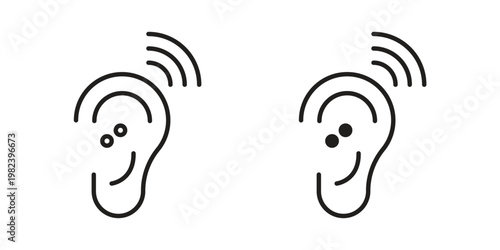 Assistive listening systems icon set. line art vector icon for apps and websites