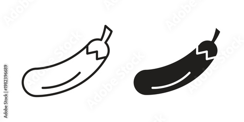 Aubergine icon set. line art vector icon for apps and websites