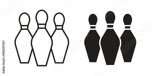 Bowling pins icon set. line art vector icon for apps and websites