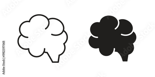 Brain icon set. line art vector icon for apps and websites