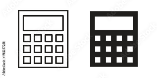 Calculator icon set. line art vector icon for apps and websites