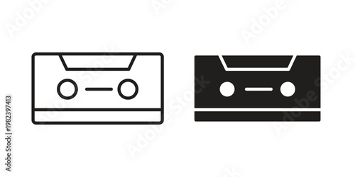 Cassette tape icon set. line art vector icon for apps and websites