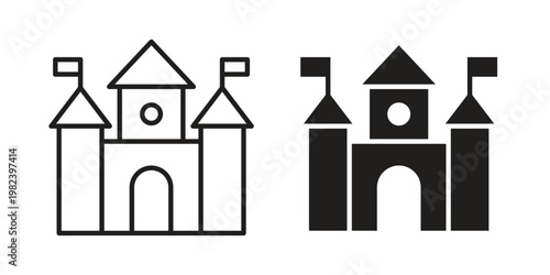 Castle icon set. line art vector icon for apps and websites