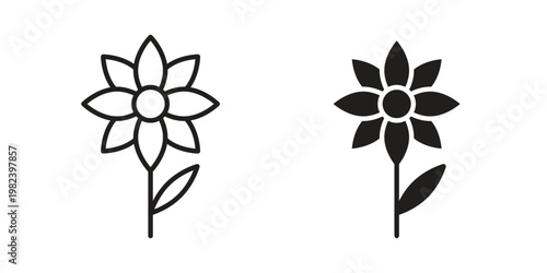 Daffodil Flower icon set. line art vector icon for apps and websites