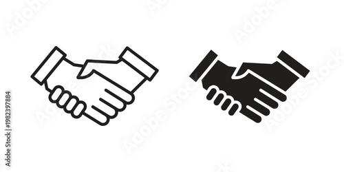Deal handshake icon set. line art vector icon for apps and websites