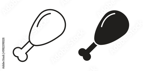 Drumstick bite icon set. line art vector icon for apps and websites
