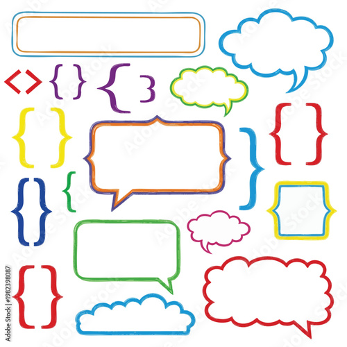 Colorful Speech Bubbles Illustrating Communication and Dialogue for Creative Design