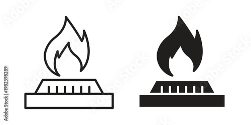 Fire burner icon set. line art vector icon for apps and websites