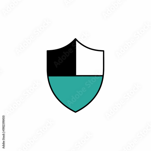 Free Download A heraldic emblem, shield-shaped, with black, white, and teal segments. Crisp lines, plain background - GFXLoad