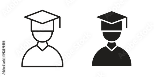 Graduate student icon set. line art vector icon for apps and websites