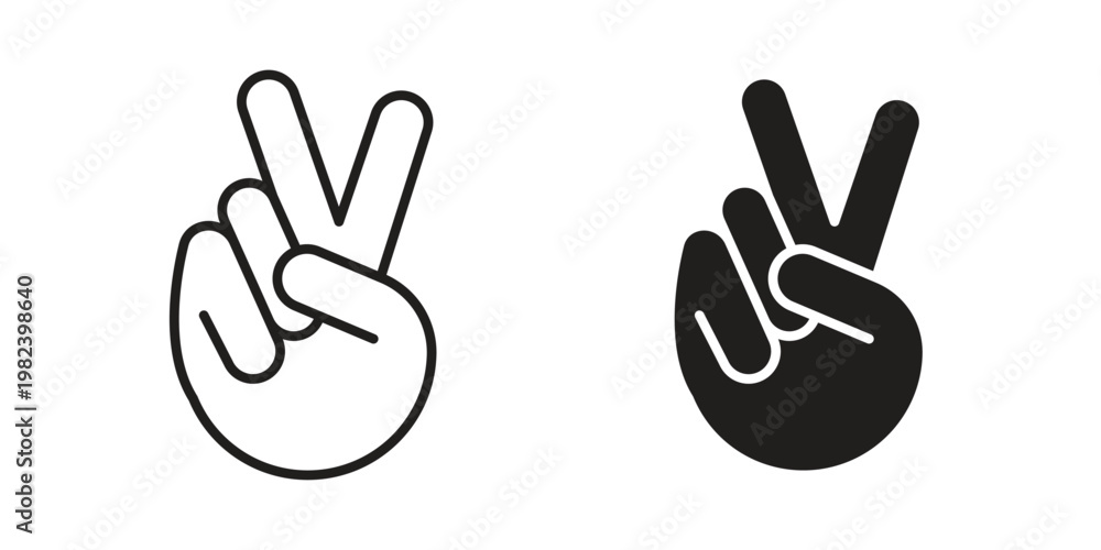Fototapeta premium Hand peace icon set. line art vector icon for apps and websites