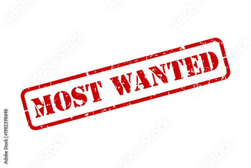 Most Wanted red rubber stamp with texture vector illustration