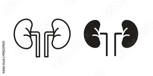 Kidneys icon set. line art vector icon for apps and websites