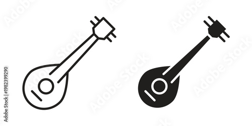 Mandolin icon set. line art vector icon for apps and websites