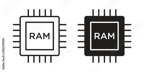 Memory icon set. line art vector icon for apps and websites