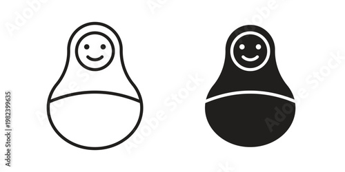 Nesting dolls icon set. line art vector icon for apps and websites
