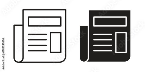 Newspaper icon set. line art vector icon for apps and websites