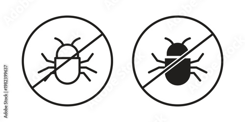 No Bug icon set. line art vector icon for apps and websites