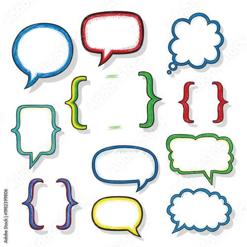 Collection of Colorful Speech Bubbles for Communication and Conversation Concept