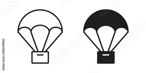Parachute icon set. line art vector icon for apps and websites