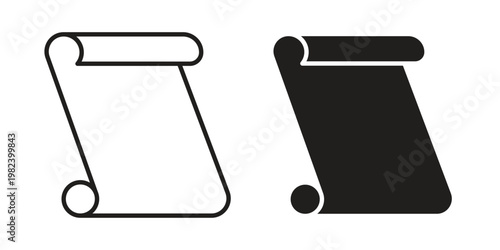 Paper Scroll icon set. line art vector icon for apps and websites