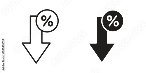 Percent down icon set. line art vector icon for apps and websites