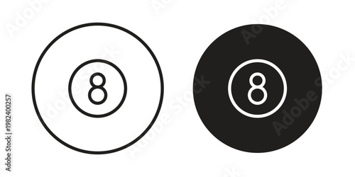 Pool 8 ball icon set. line art vector icon for apps and websites