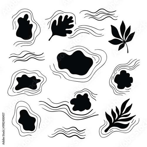 Abstract Water and Leaf Elements for Creative Design