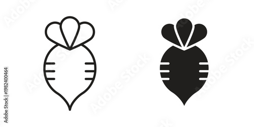 Radish icon set. line art vector icon for apps and websites