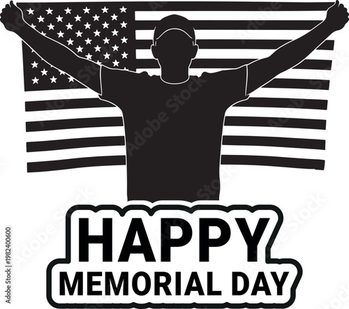 Honoring heroes a patriotic memorial day illustration with american flag and text